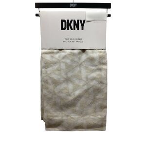 DKNY Set of Two 96 Inch Sheer Rod Pocket Panels in Cream Shimmer. New With Tags